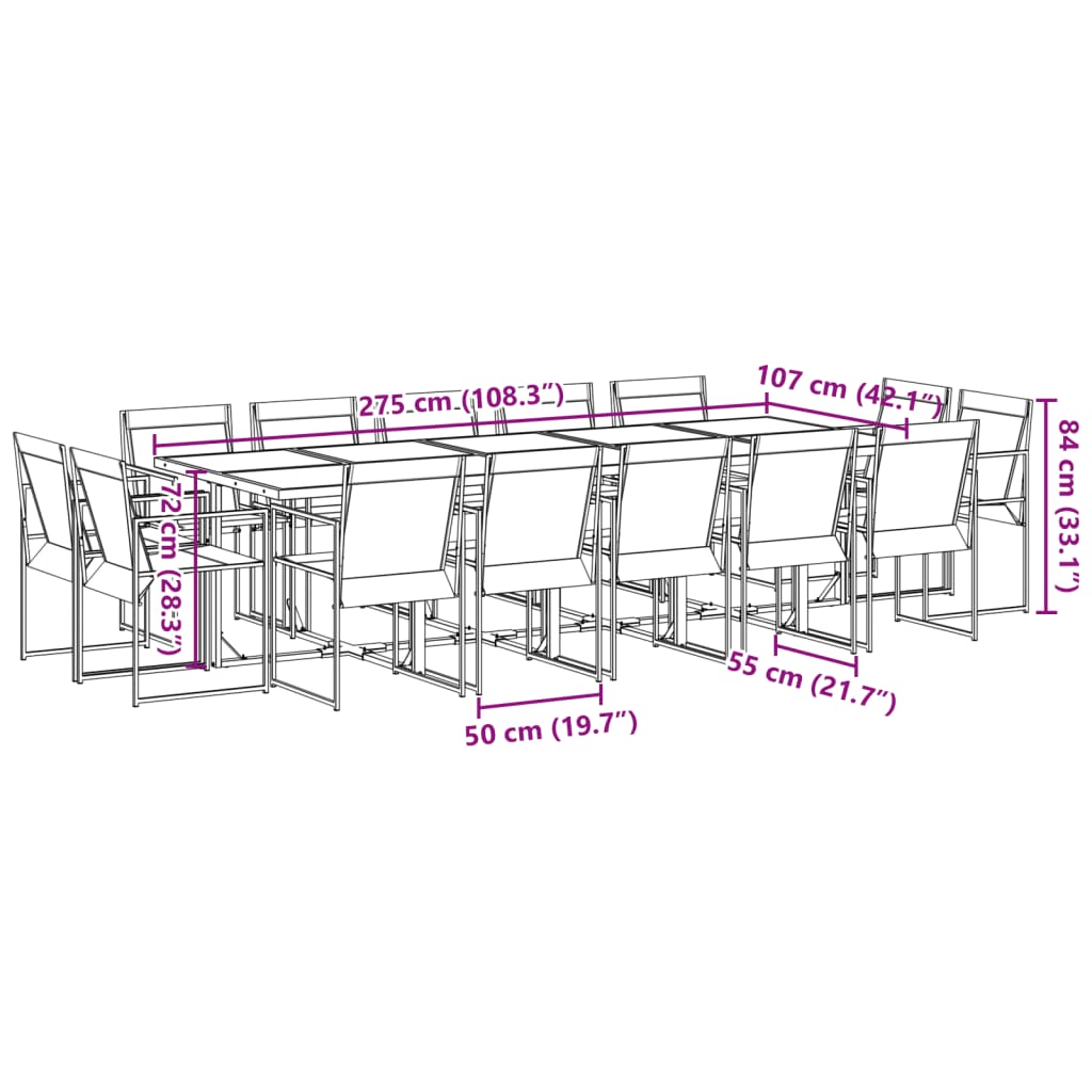 vidaXL 9-piece Garden Dining Set Textilene Black