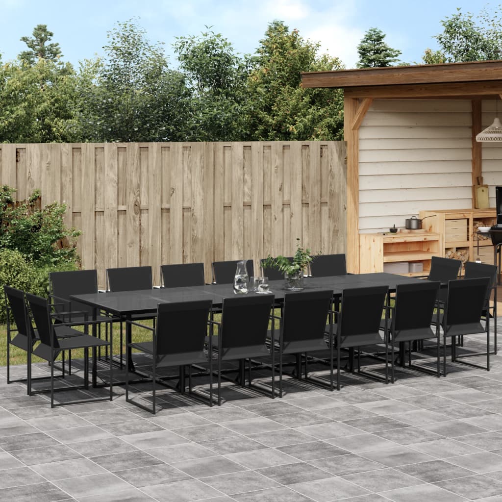 vidaXL 9-piece Garden Dining Set Textilene Black