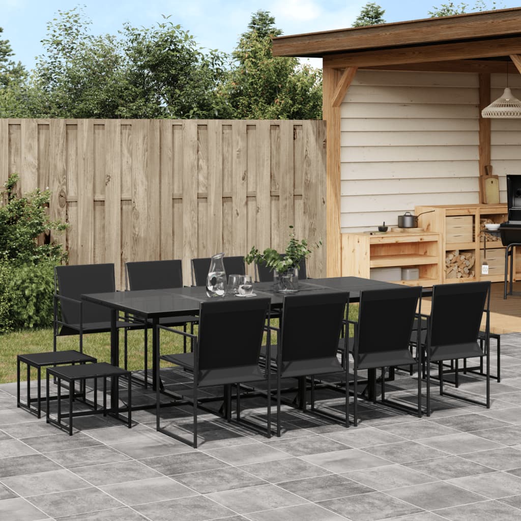 vidaXL 9-piece Garden Dining Set Textilene Black