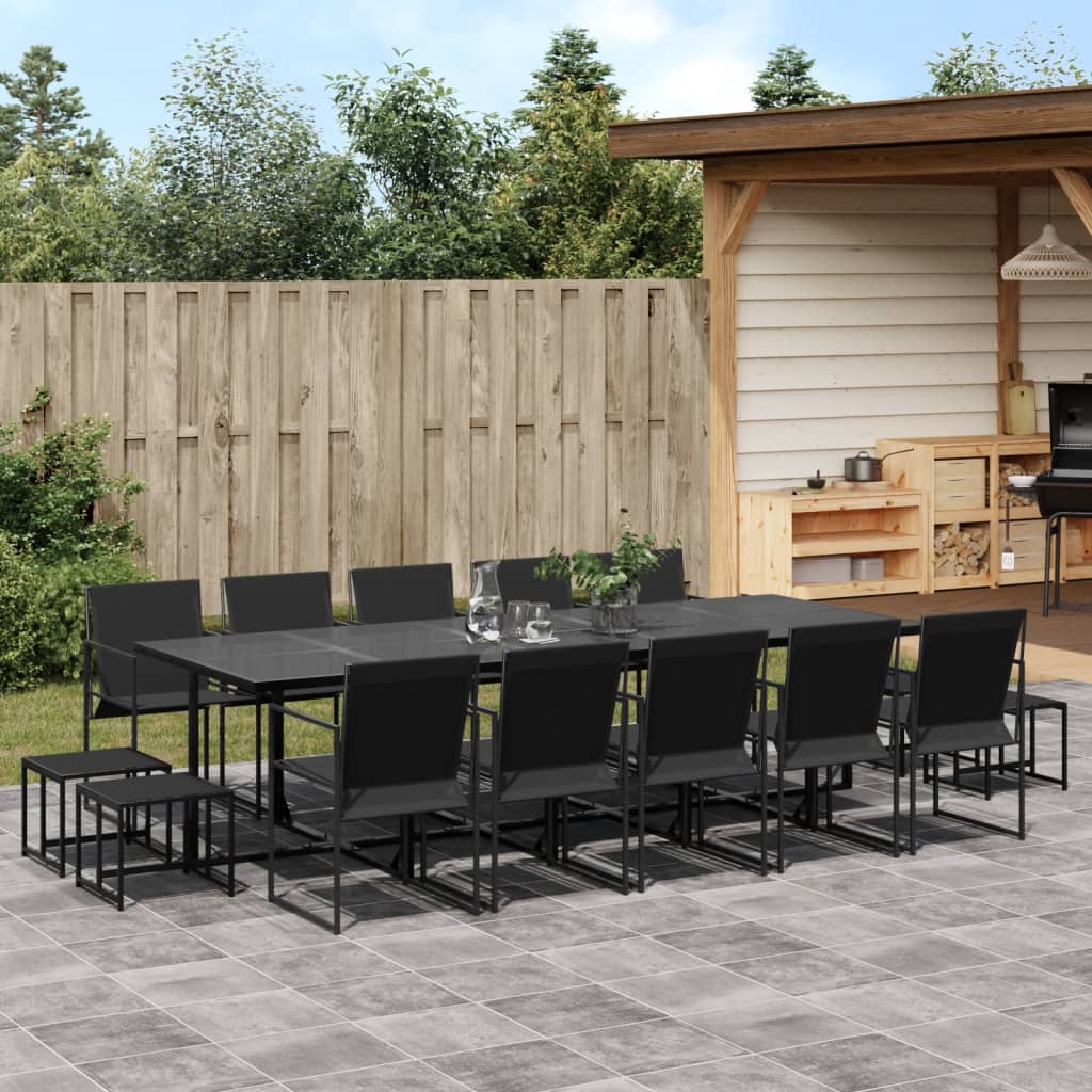 vidaXL 9-piece Garden Dining Set Textilene Black