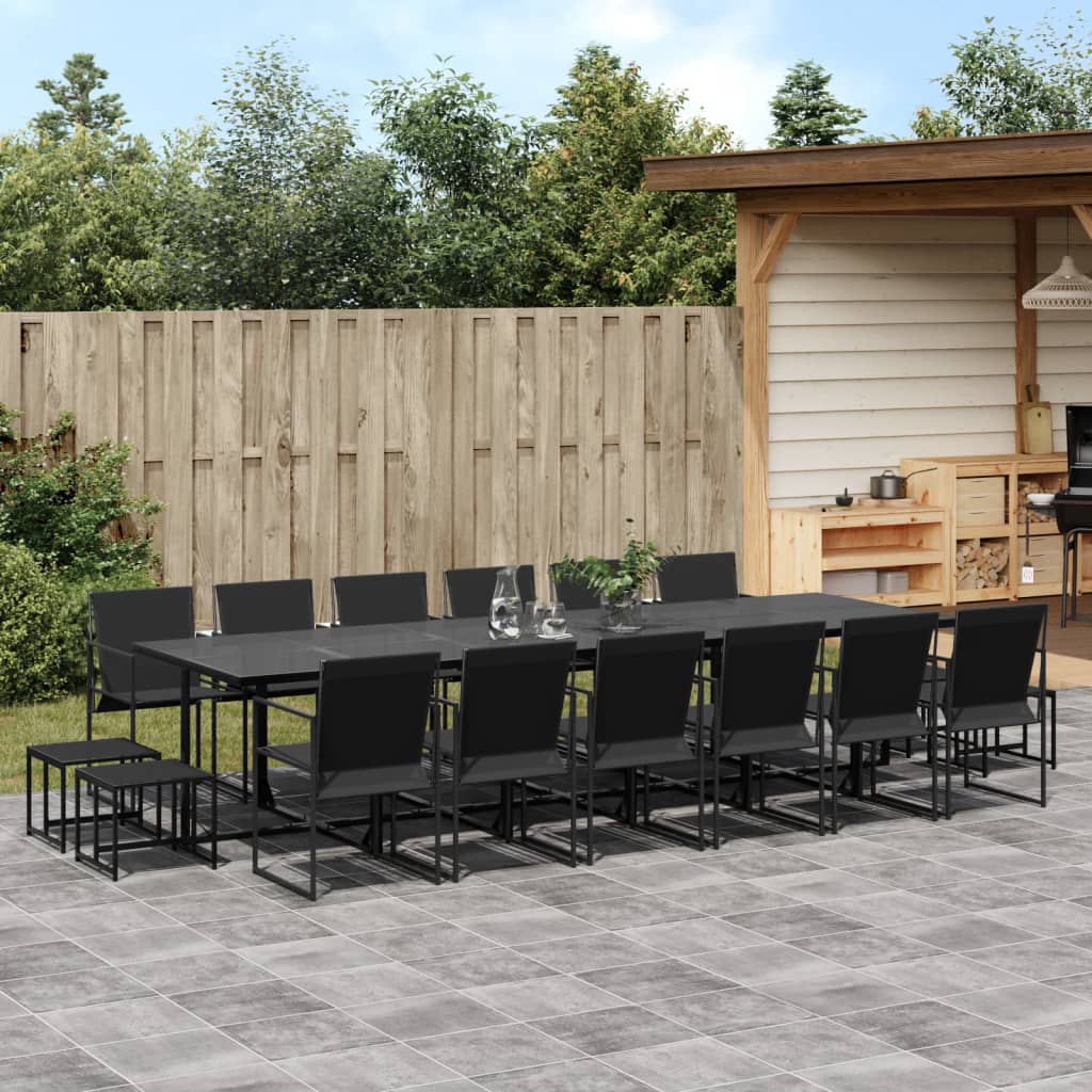 vidaXL 9-piece Garden Dining Set Textilene Black