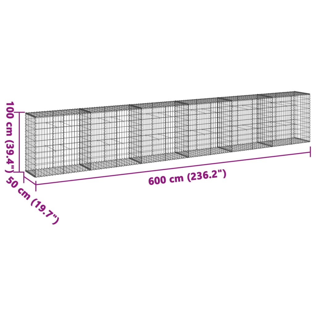 vidaXL Schanskorf 200x50x50 cm gegalvaniseerd ijzer zilverkleurig
