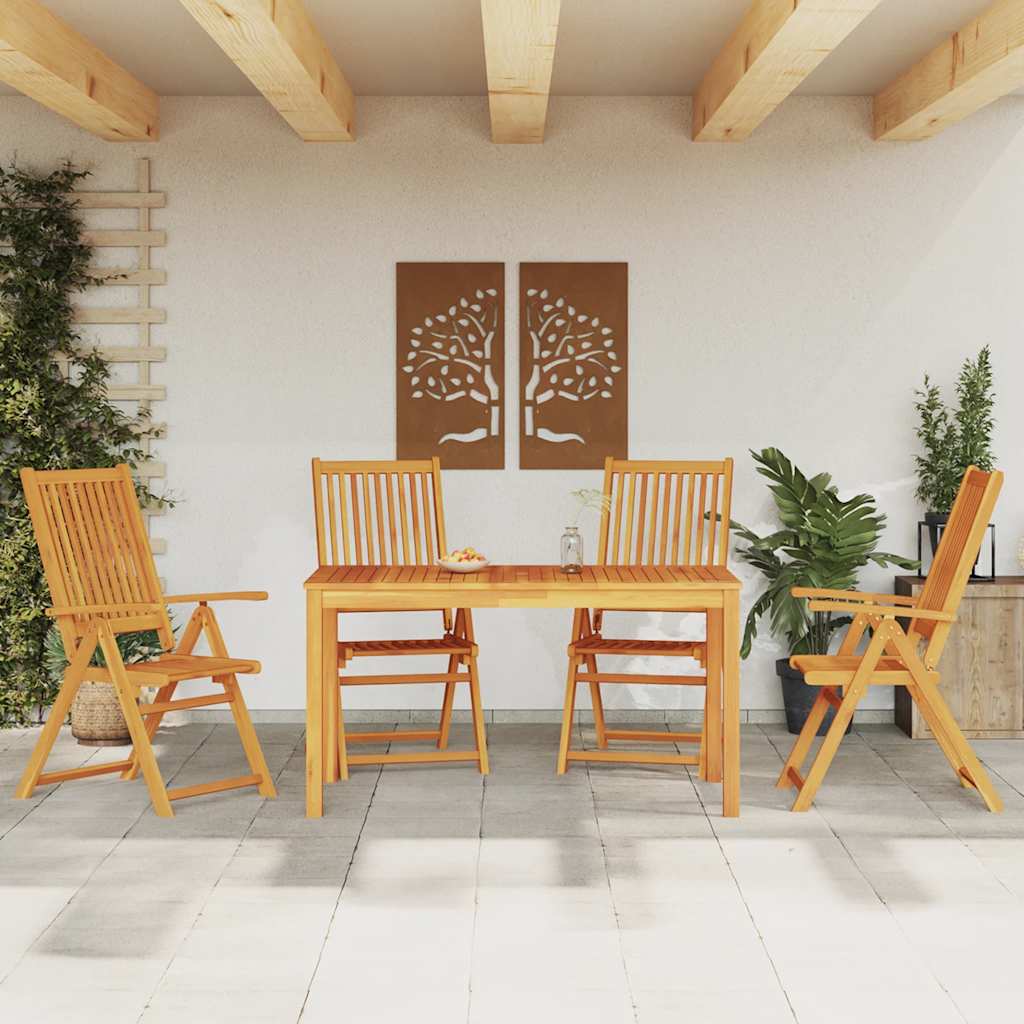 vidaXL 5-Piece Dining Set 140x80x74 cm Solid Acacia Wood