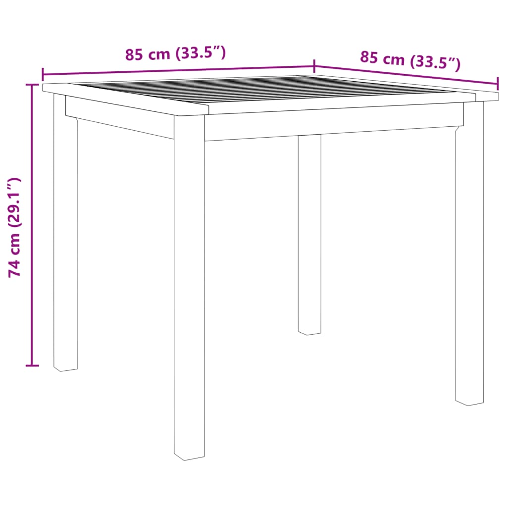 vidaXL 3-delige Tuinset 85x85x74 cm massief acaciahout