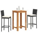 vidaXL 3-Piece Garden Bar Set Solid Acacia Wood and Poly Rattan Black