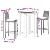 vidaXL 3-Piece Garden Bar Set Solid Acacia Wood and Poly Rattan Black