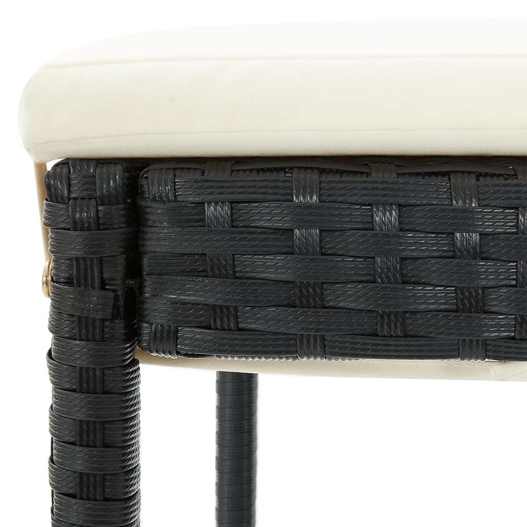 vidaXL 3-Piece Garden Bar Set Solid Acacia Wood and Poly Rattan Black