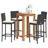 vidaXL 3-Piece Garden Bar Set Solid Acacia Wood and Poly Rattan Black