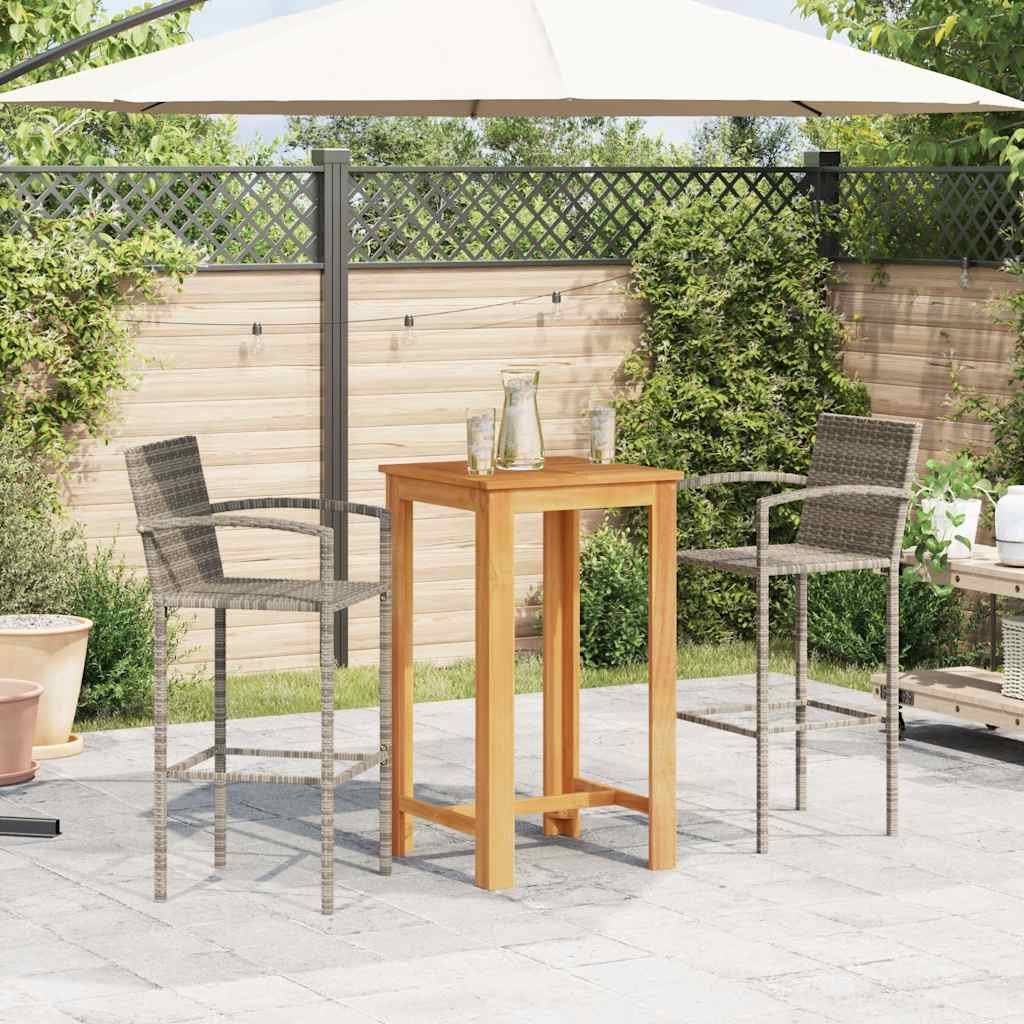 vidaXL 3-delige Tuinbarset massief acaciahout en poly rattan bruin
