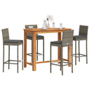 vidaXL 5-piece Garden Bar Set Solid Acacia Wood and Poly Rattan Black