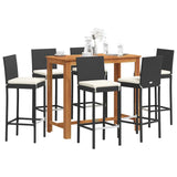 vidaXL 5-piece Garden Bar Set Solid Acacia Wood and Poly Rattan Black