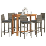 vidaXL 5-piece Garden Bar Set Solid Acacia Wood and Poly Rattan Black