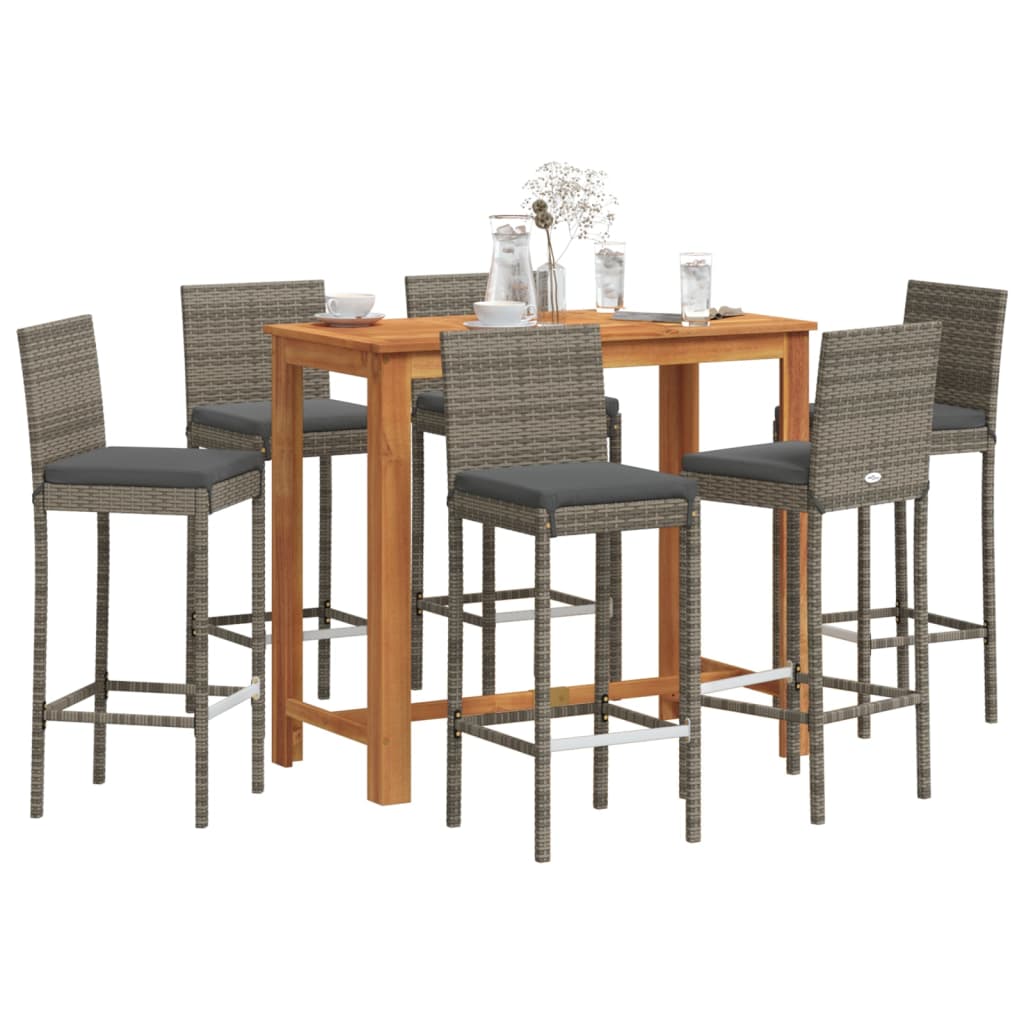 vidaXL 5-piece Garden Bar Set Solid Acacia Wood and Poly Rattan Black