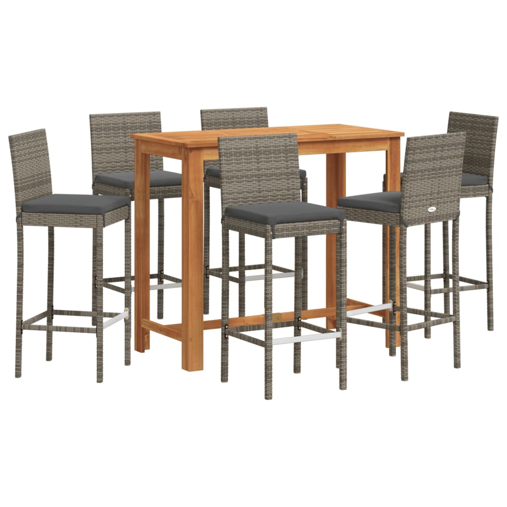 vidaXL 5-piece Garden Bar Set Solid Acacia Wood and Poly Rattan Black