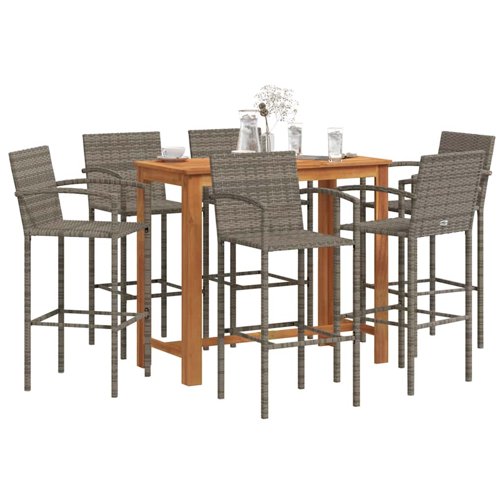 vidaXL 5-delige Tuinbarset massief acaciahout en poly rattan bruin