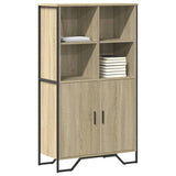 vidaXL Hoge kast 79,5x35,5x137,5 cm bewerkt hout zwart