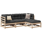 vidaXL 4-delige Loungeset met kussens massief grenenhout