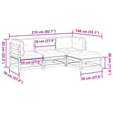 vidaXL 4-delige Loungeset met kussens massief grenenhout