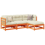 vidaXL 4-delige Loungeset met kussens massief grenenhout
