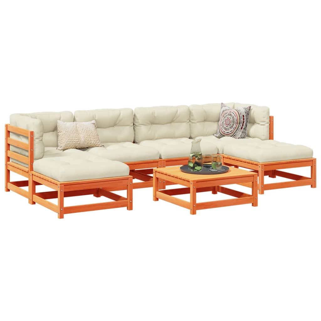 vidaXL 7-Piece Lounge Set with Cushions Solid Pine Wood