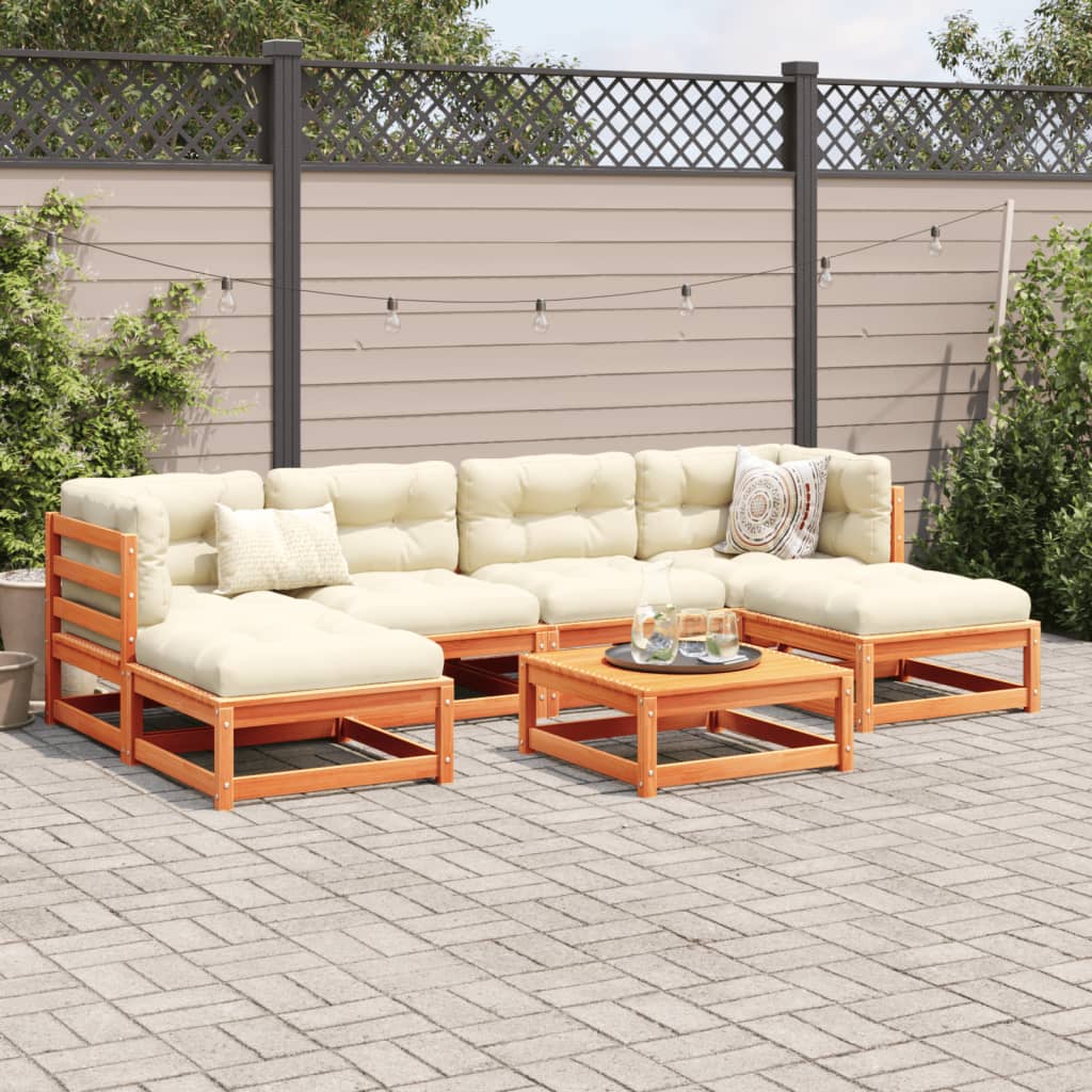 vidaXL 7-Piece Lounge Set with Cushions Solid Pine Wood