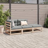 vidaXL 3-delige Loungeset met kussens massief grenenhout