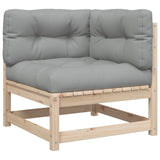 vidaXL 3-delige Loungeset met kussens massief grenenhout