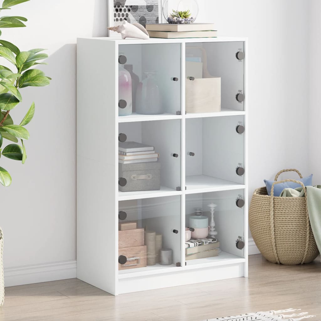 vidaXL Boekenkast met deuren 136x37x109 cm bewerkt hout wit