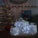 vidaXL Christmas decoration gift boxes 3 pcs indoor/outdoor white