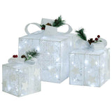 vidaXL Christmas decoration gift boxes 3 pcs indoor/outdoor white
