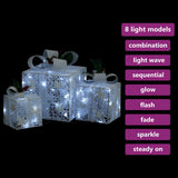 vidaXL Christmas decoration gift boxes 3 pcs indoor/outdoor white
