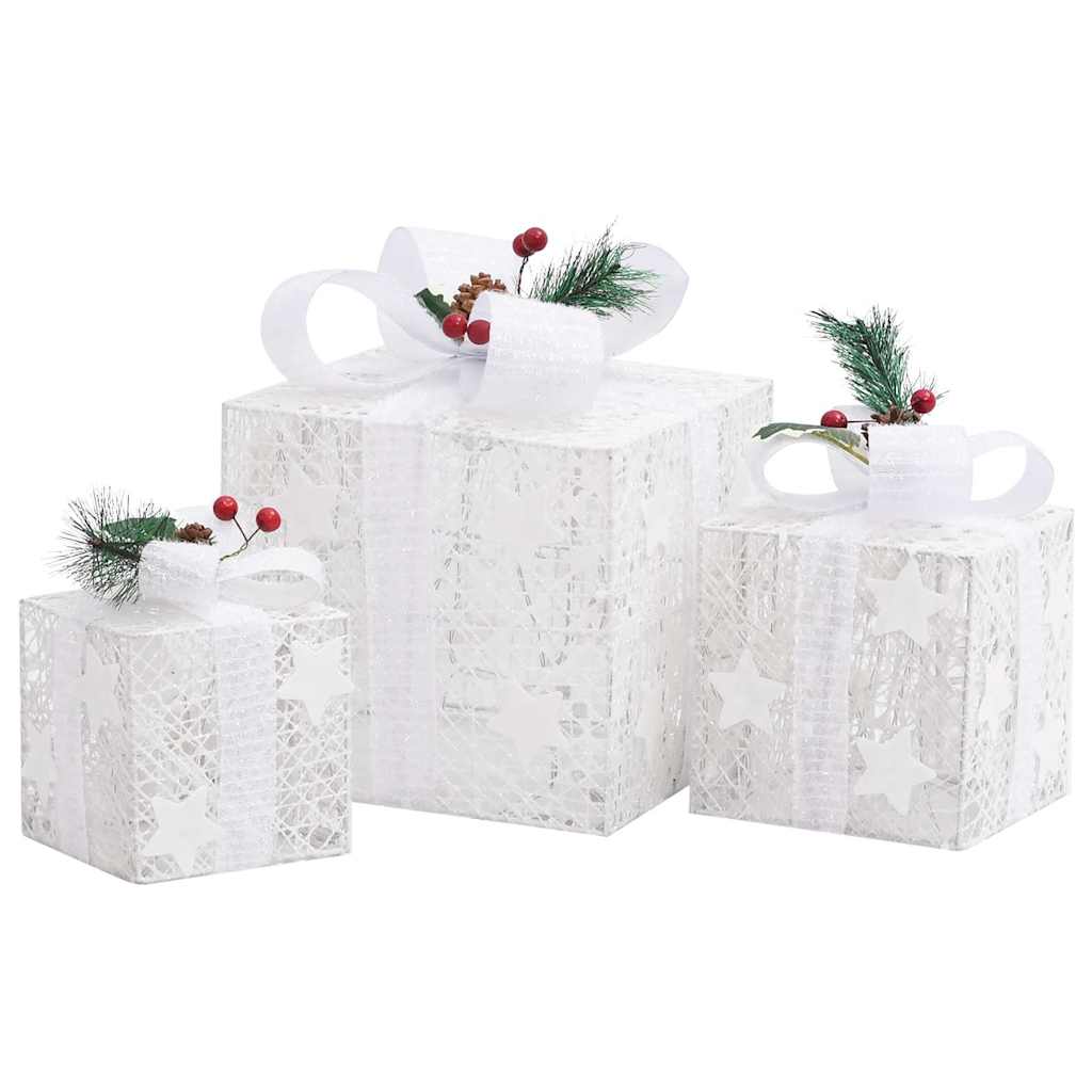 vidaXL Christmas decoration gift boxes 3 pcs indoor/outdoor white