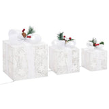 vidaXL Christmas decoration gift boxes 3 pcs indoor/outdoor white