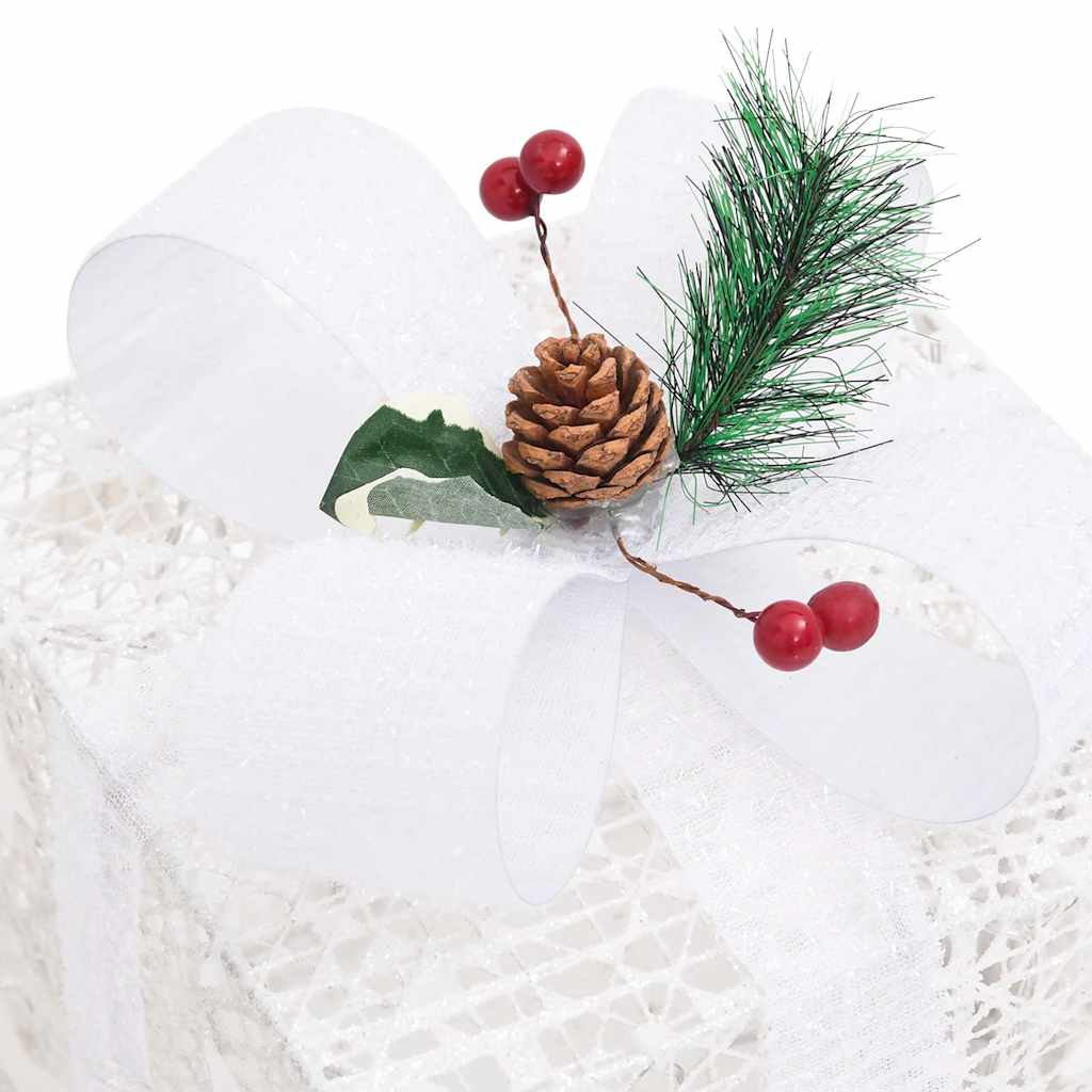 vidaXL Christmas decoration gift boxes 3 pcs indoor/outdoor white
