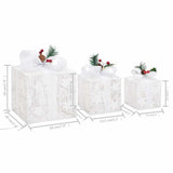 vidaXL Christmas decoration gift boxes 3 pcs indoor/outdoor white