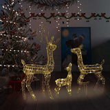 vidaXL Kerstversiering rendierfamilie 201 LED's wit en zilverkleurig