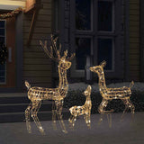 vidaXL Kerstversiering rendierfamilie 201 LED's wit en zilverkleurig