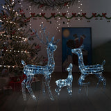 vidaXL Kerstversiering rendierfamilie 201 LED's wit en zilverkleurig