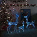 vidaXL Kerstversiering rendierfamilie 201 LED's wit en zilverkleurig