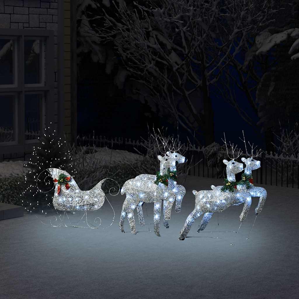 vidaXL Kerstdecoratie rendieren en slee 60 LED's goudkleurig