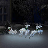 vidaXL Kerstdecoratie rendieren en slee 60 LED's goudkleurig