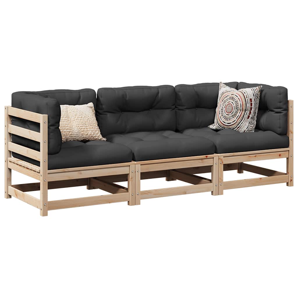 vidaXL 3-Piece Lounge Set Solid Pine Wood
