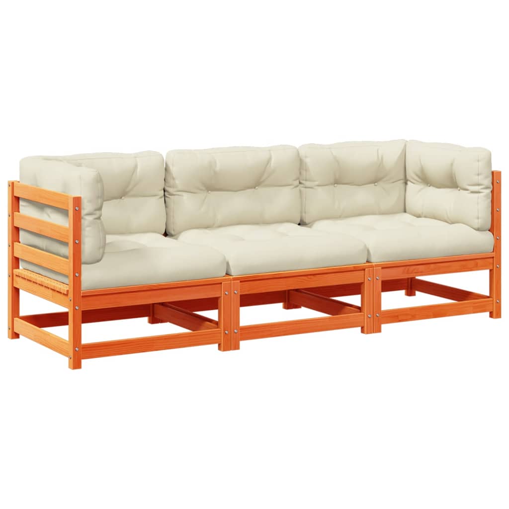 vidaXL 3-Piece Lounge Set Solid Pine Wood