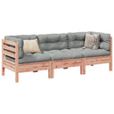 vidaXL 3-delige Loungeset met kussens massief grenenhout wasbruin