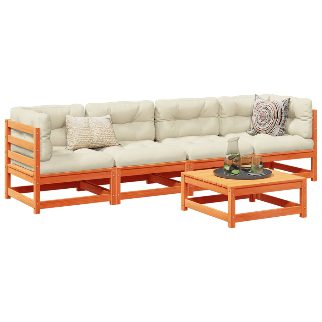 vidaXL 5-delige Loungeset met kussens massief grenenhout