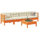 vidaXL 5-delige Loungeset met kussens massief grenenhout wasbruin