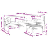 vidaXL 5-delige Loungeset met kussens massief grenenhout wasbruin