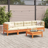 vidaXL 5-delige Loungeset met kussens massief grenenhout wasbruin