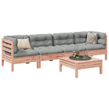 vidaXL 5-delige Loungeset met kussens massief grenenhout wasbruin