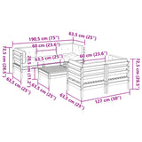 vidaXL 6-delige Loungeset met kussens massief grenenhout wasbruin